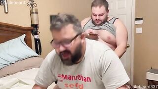 Chubby horny men enjoying a wild orgy fucking