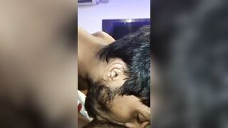 Wild slut twink pleasing a top hunk orally