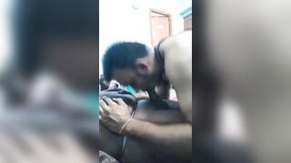 Hot gay daddy sucking and making a man cum hard