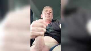 Slutty gay son sucking off horny daddy in car