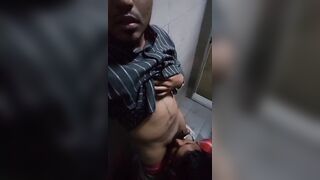 Toilet gay blowjob with a slutty wild twink