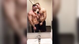 Gay gym blowjob with the hunky instructor