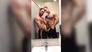 Gay gym blowjob with the hunky instructor