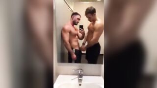 Gay gym blowjob with the hunky instructor