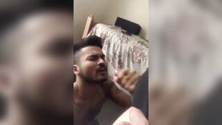 Desi young boy making a top cum hard on his face