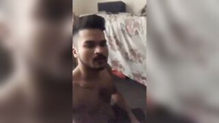 Desi young boy making a top cum hard on his face