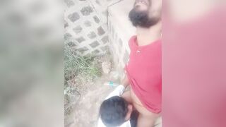 Outdoor kinky blowjob by a slutty gay guy