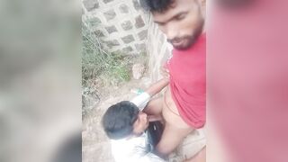 Outdoor kinky blowjob by a slutty gay guy