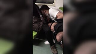 Metro gay blowjob with a sexy Latino bear cub