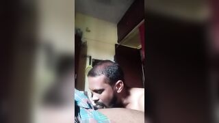 Horny desi hunk sucking a big uncut cock