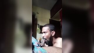 Horny desi hunk sucking a big uncut cock