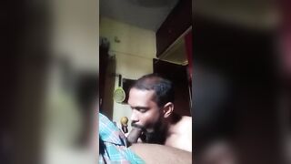 Horny desi hunk sucking a big uncut cock