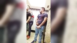 Toilet gay threesome between hot horny strangers