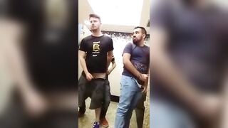 Toilet gay threesome between hot horny strangers