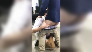 Horny office boys fucking hard on floor