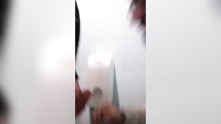 Toilet gay blowjob with a slutty and hot sucker