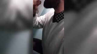Toilet gay blowjob with a slutty and hot sucker