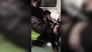 Metro gay blowjob by a horny hairy stranger