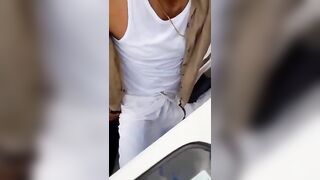 Horny cab driver getting sucked by his ride in car