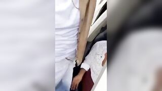 Horny cab driver getting sucked by his ride in car