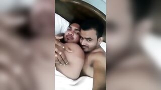Kissing nude men having romantic foreplay sex