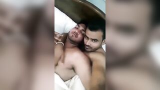 Kissing nude men having romantic foreplay sex