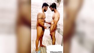 Romancing horny hunks from India in the shower