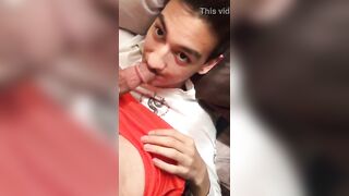 Deep face fuck of a young horny Asian boy