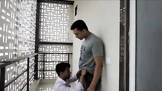 Desi gay movie scene of twink giving blowjob
