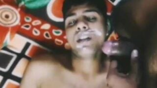 Indian twink boy gets a hot cum facial