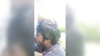Indian gay boy sucking a daddy dick outdoor