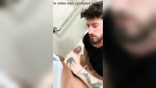 Toilet cum eating man wanks and cums