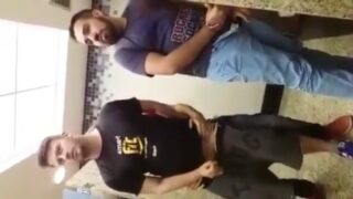 Toilet gay threesome of strangers fucking publicly