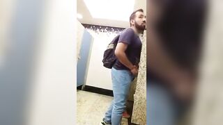 Toilet gay threesome of strangers fucking publicly