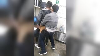 Horny gay workers fucking during break