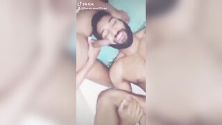Foursome gay sex of one bottom with 3 dicks