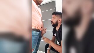 Gay cum sucker on daddy's hard cock