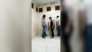 Toilet gay sex video of three horny strangers