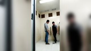 Toilet gay sex video of three horny strangers