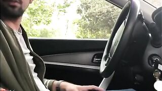 Latino gay man sucking cock in the car