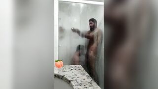 Flip-fucking porn video of hunky lovers in shower