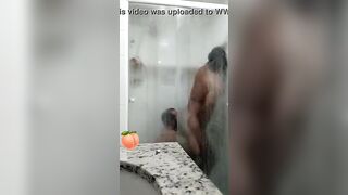 Flip-fucking porn video of hunky lovers in shower