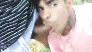 Delhi gay rohan sucking 2 cocks in the park