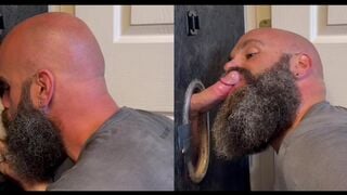 Beard guy enjoys blowjob in the pub