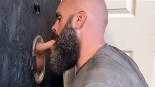 Beard guy enjoys blowjob in the pub