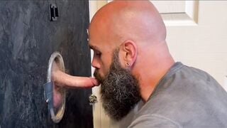 Beard guy enjoys blowjob in the pub