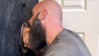 Beard guy enjoys blowjob in the pub