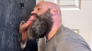 Beard guy enjoys blowjob in the pub