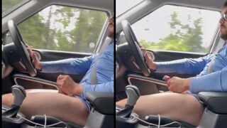 Office man masturbate in the car