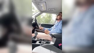 Office man masturbate in the car